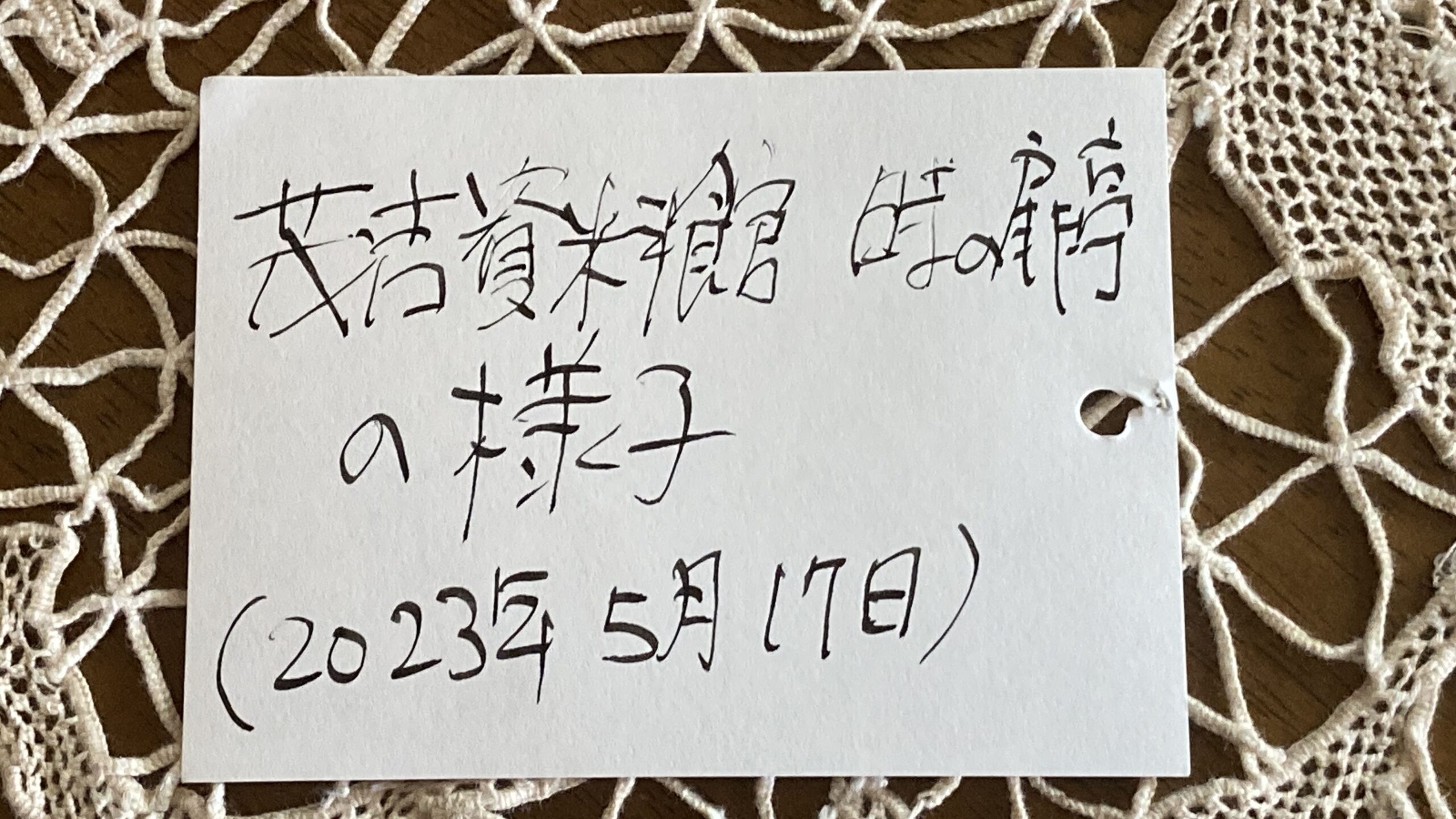 「茂吉資料館時の扉 亭の様子」と書かれたメモです。